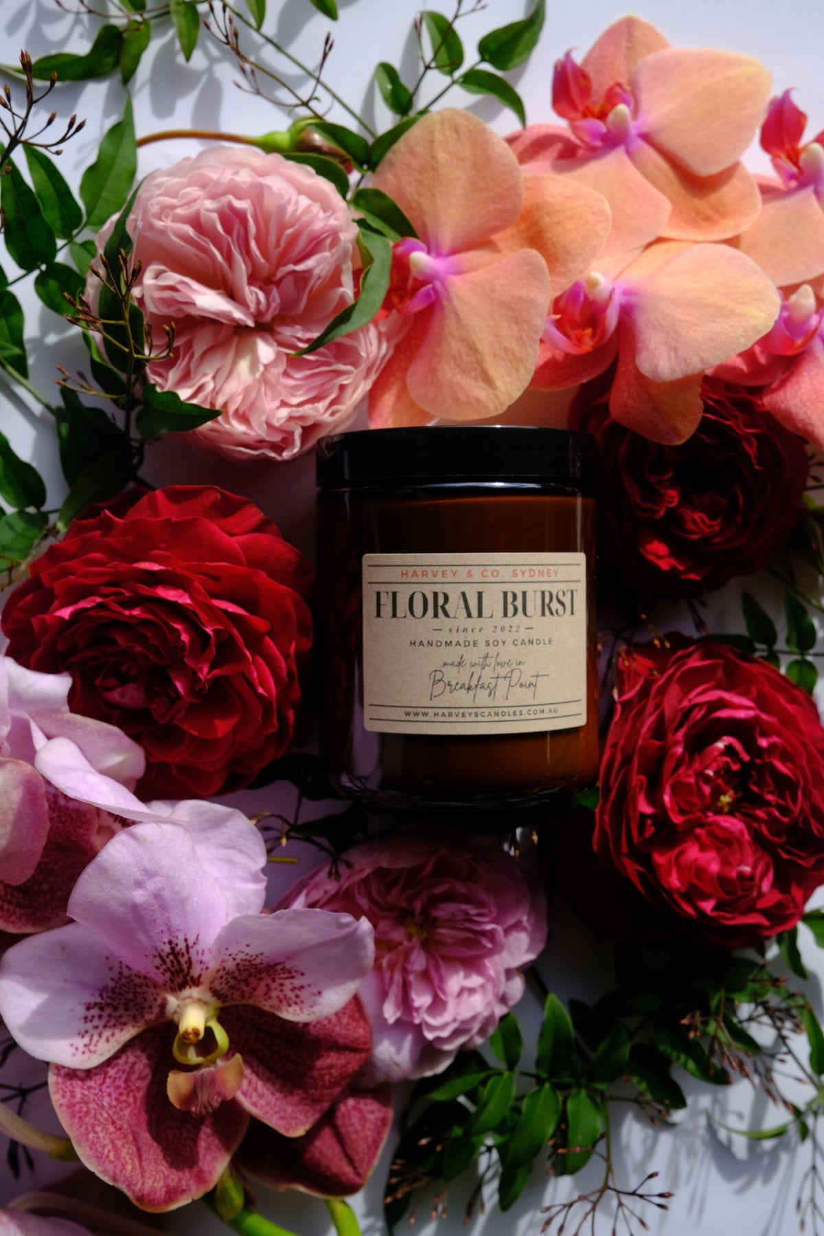 Harvey & Co. locally made soy candle in Floral Burst